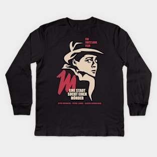 Noir Elegance: M - A City Searches for a Murderer - Peter Lorre Tribute Design Kids Long Sleeve T-Shirt